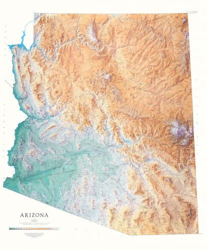 Arizona Elevation Map With Cities And Other Significa