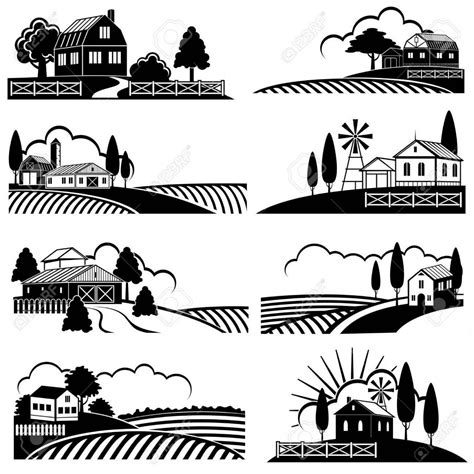 Farm Silhouette Vector At Collection Of Farm