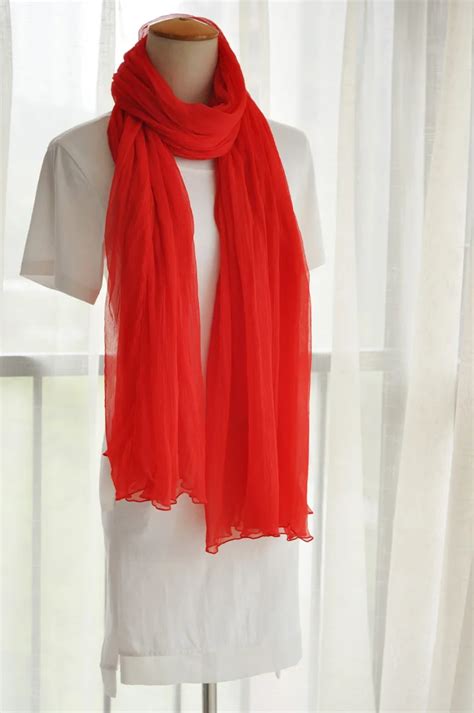 Free Shipping Big Red Fold Long 100 Silk Scarves Red Scarf Silk