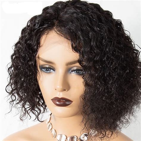 Short Curly Lace Front Human Hair Wigs Brazilian Remy Water Etsy