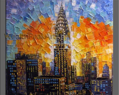 Modern Palette Knife Abstract City Painting Nyc Art New York Skyline