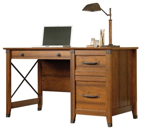 Sauder Carson Forge Desk In Washington Cherry Farmhouse Desks And