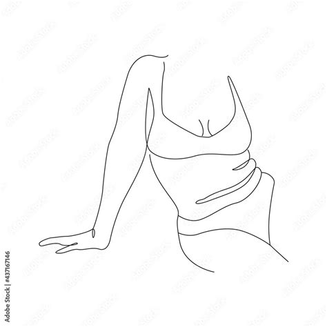 Curvy Woman Body One Line Drawing Body Positive Concept Female Figure
