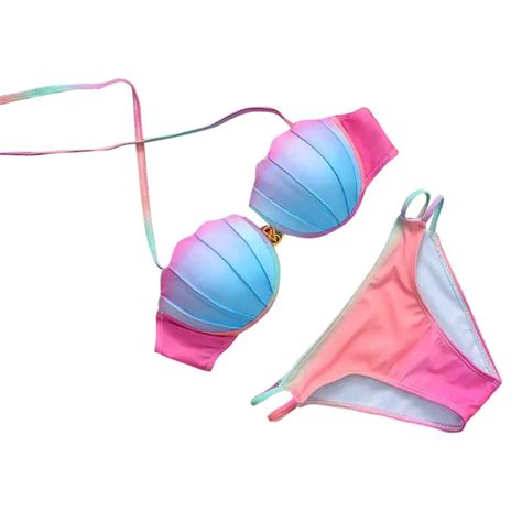 Snowshine3 Ylsw Bikini Gradient Color Pink Bikini Swimsuit Swimsuit 2017 Gather Breast