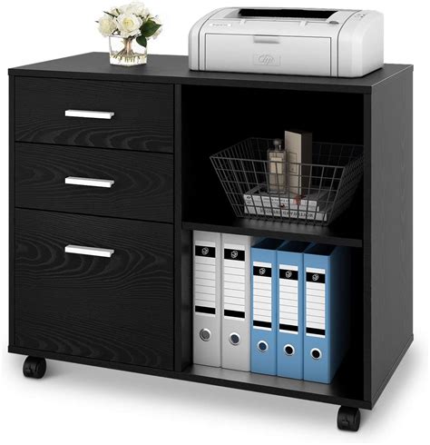 Devaise 3 Drawer Wood File Cabinet Mobile Lateral Filing Cabinet