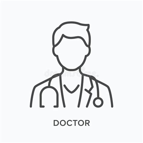 Doctor Flat Line Icon Vector Outline Illustration Of Male Physician In