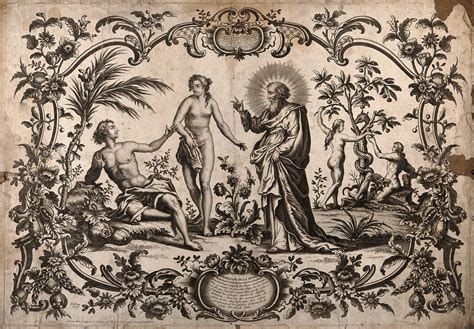 God Creates Eve She Tempts Adam Engraving By Scotin C 1765