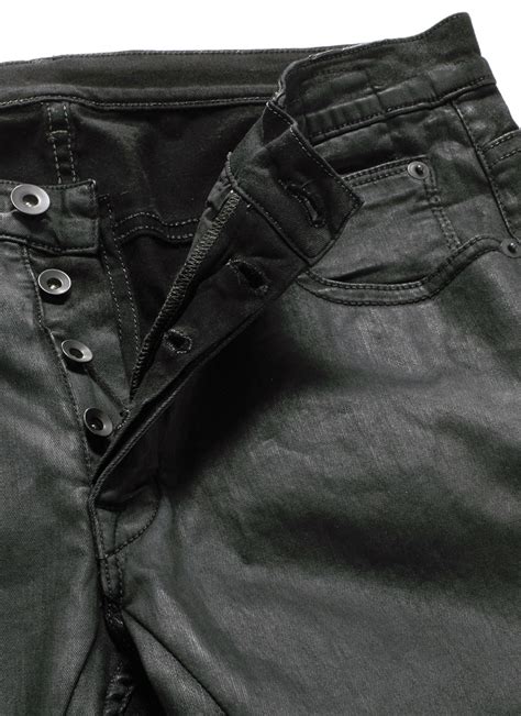 Rick Owens Drkshdw Detroit Waxed Denim Slim Fit Jeans In Black For