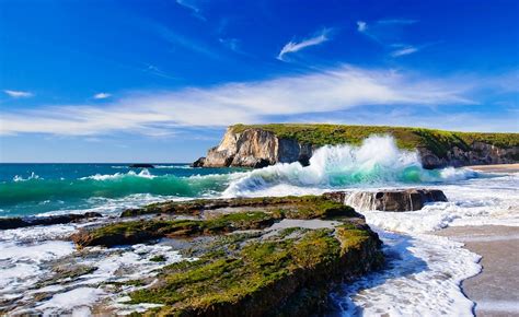 Nature Landscape Beach Cliff Rock Sea Waves Coast Wallpapers Hd Desktop And Mobile
