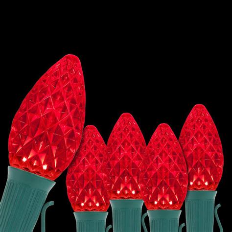 Wintergreen Lighting Opticore 24 Ft 25 Light Led Red Faceted C7 String