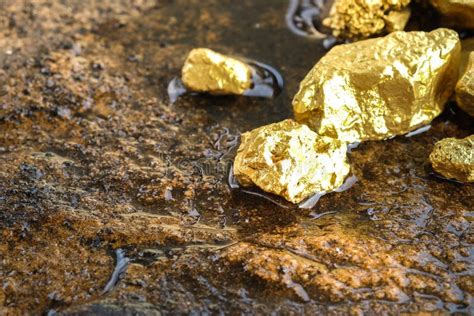 The Pure Gold Ore Found In The Mine Stock Image Image Of Floor