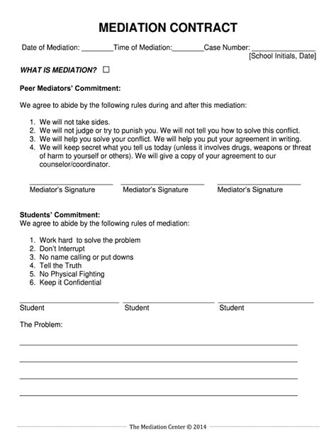 Mediation Contract Template Fill Online Printable Fillable Blank