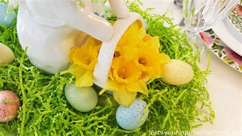 Spring Easter Table Setting With Spode Emmas Garland And Bunny Centerpiece