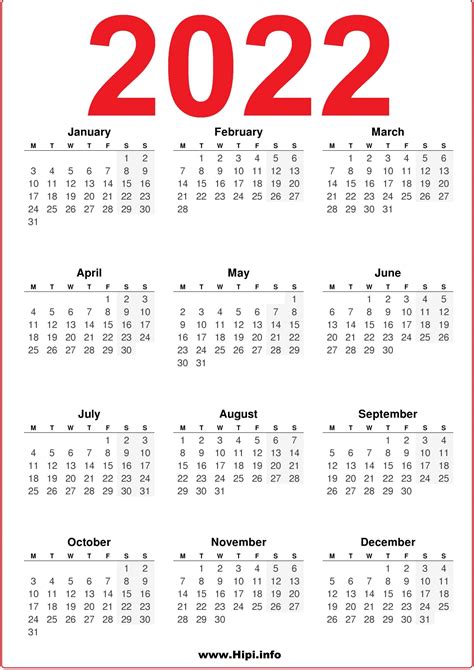 2022 Printable Calendar Uk United Kingdom