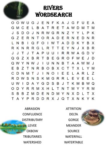 Geography Word Search Puzzle Rivers Includes Answer Key Teaching