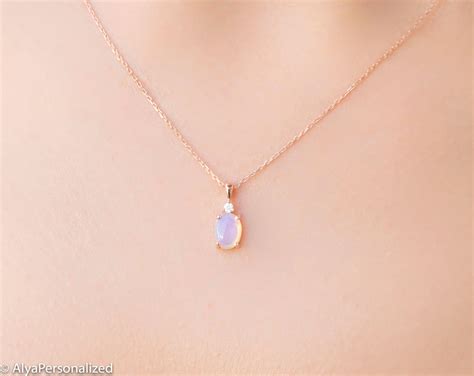 Moonstone Necklace Rose Gold Minimalist Necklace Simple Etsy