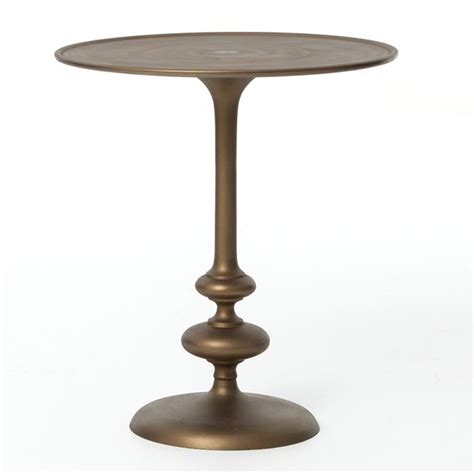 Marlow Matchstick Pedestal Matte Brass Side Table Zin Home