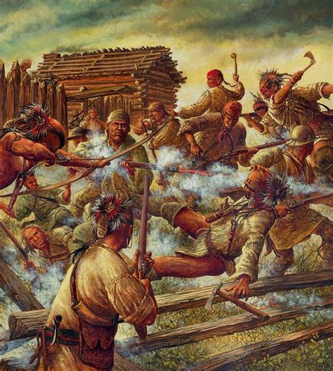 First Attack Of Fort Boonesborough Eastern Woodland Frontier Native