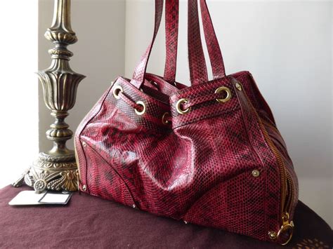 Mulberry Poppy Shoulder Bag In Red Copperhead Snakeskin Sold