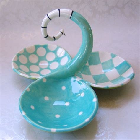 Aqua Light Turquoise Ceramic Serving Tray Thingy Hand Built Pottery