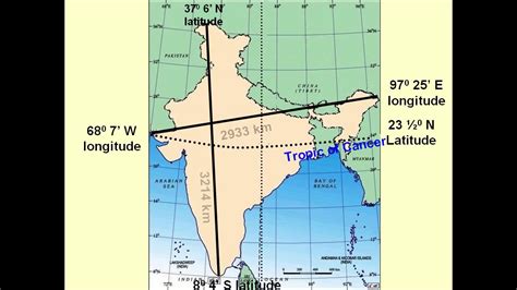India Political Map With Latitude And Longitude