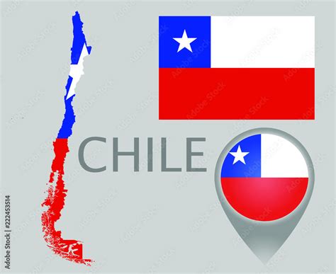 Colorful Flag Map Pointer And Map Of The Chile In The Colors Of The