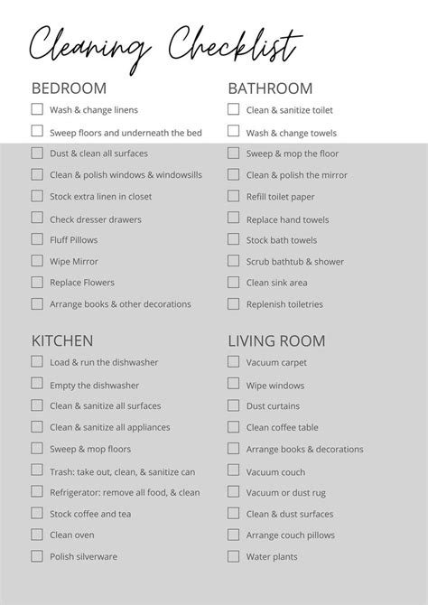 Airbnb Cleaning Checklist Printable Printable Word Searches