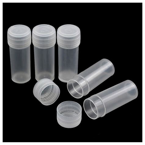 50x Plastic Sample Bottle 5ml Test Tube Lab Small Vial Storage