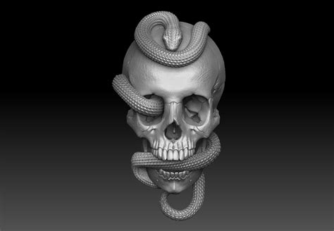Skull With Snake Bas Relief Cnc 3d Print Model 3d Model 3d