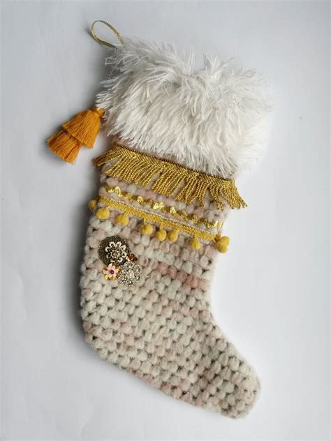 Bohemian Christmas Stocking Boho Colorful Whimsical Advent Etsy