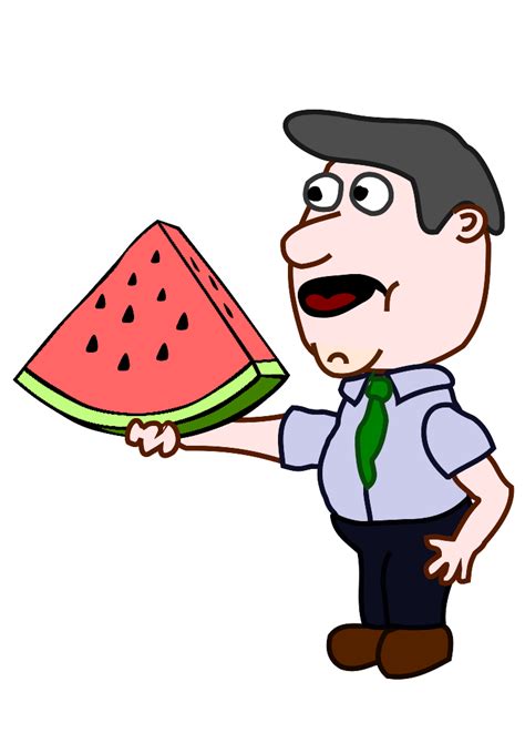 Man Holding A Watermelon Slice Clip Art At Vector Clip Art
