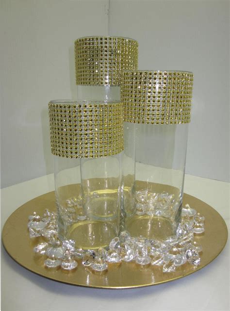 Set of 3 Centerpices Rhinestone Mesh Wrap by CraftyRibbonGalore, $45.00
