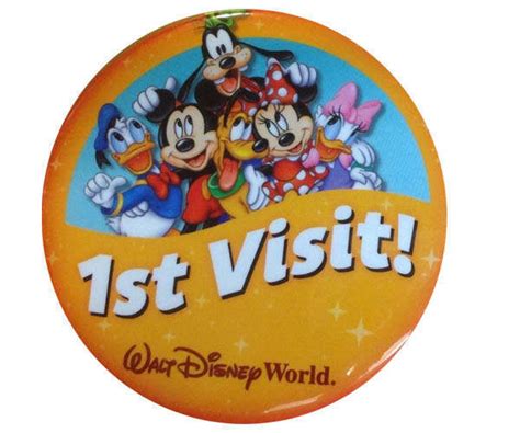 Walt Disney World 1st Visit Button Pinbadge Mickey Minnie Donald