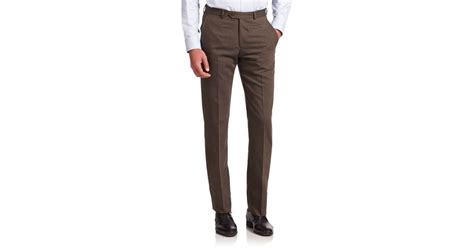 Armani Wool Blend Dress Pants In Brown For Men Light Brown Lyst