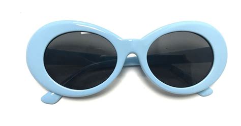 Bold Retro Oval Mod Thick Frame Clout Goggles Round Lens Sunglasses Sky