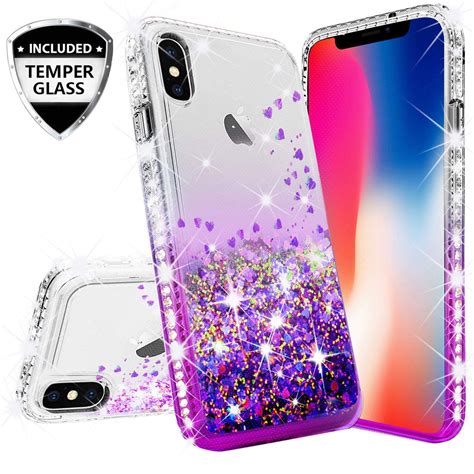 compatible for apple iphone xr case with [temper glass screen protector] soga diamond glitter
