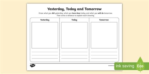 Yesterday Today And Tomorrow Activity Sheet Teacher Made