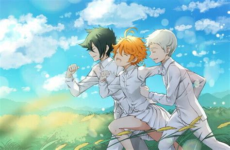 283293 The Promised Neverland Emma Norman Ray Fight Anime Print Poster