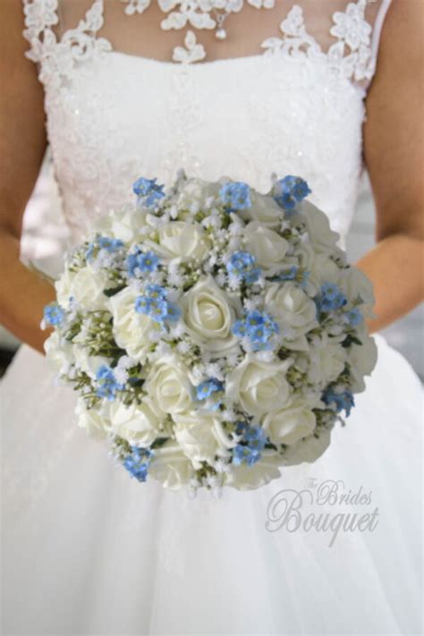 Forget Me Not & Rose Wedding Bouquets - Brides Flowers