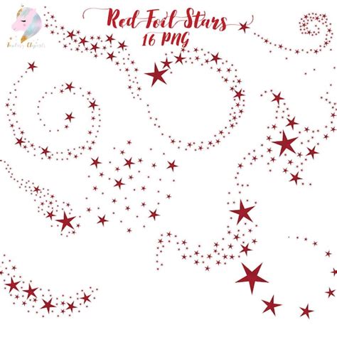 Swirling Stars Star Swirls Clipart Gothic Clip Art Red Foil Etsy