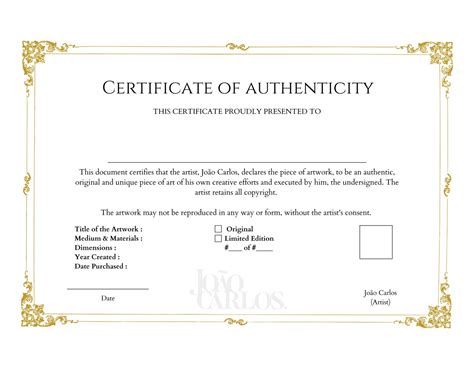 How To Make A Certificate Of Authenticity João Carlos Photo