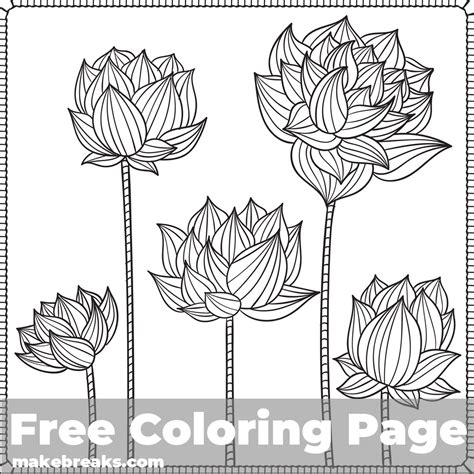 There is no doubt that coloring is one of the best ways to make kids engage in creative activities. Lotus Flower Coloring Page - Make Breaks