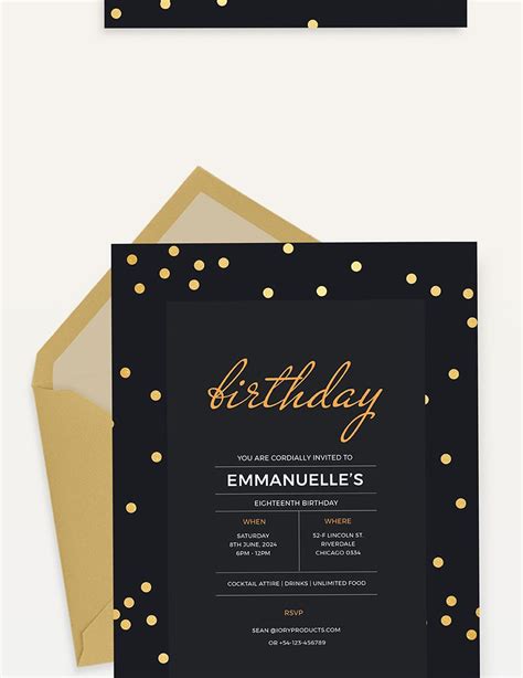 Diy Th Birthday Confetti Invitation Printable Template Black Gold