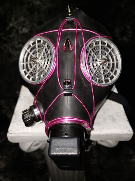 Black And Pink Spiked Gas Mask Lights Up