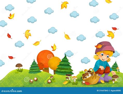 The Child In The Autumn Stock Illustration Illustration Of Ecological