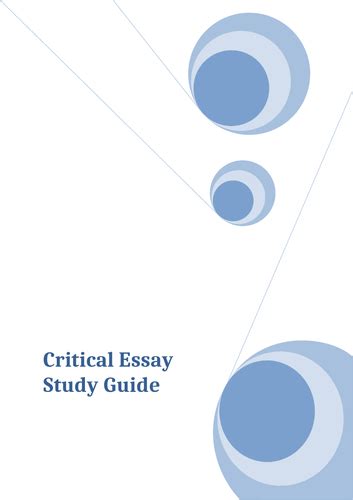 National 5higher Critical Essay Writing Guide Teaching