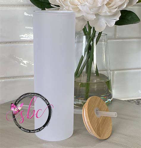 20oz Frosted Glass Sublimation Tumbler With Bamboo Lid Sublimation Blanks Canada Emotion