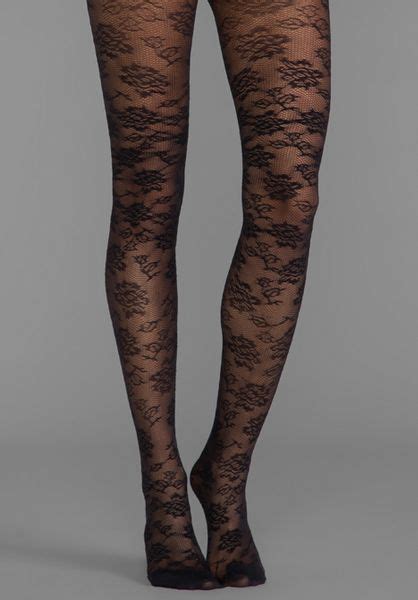 Pretty Polly Alice And Olivia By Semi Sheer Lace Tights In Black In