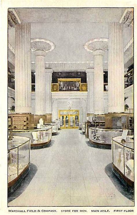 Postcard Chicago Marshall Fields The Store For Men Main Aisle