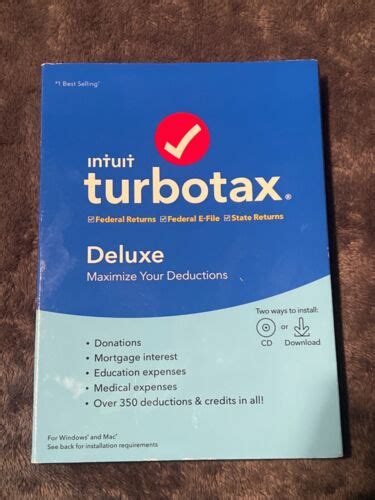 Intuit TURBO TAX 2019 DELUXE FEDERAL STATE E File Full Version